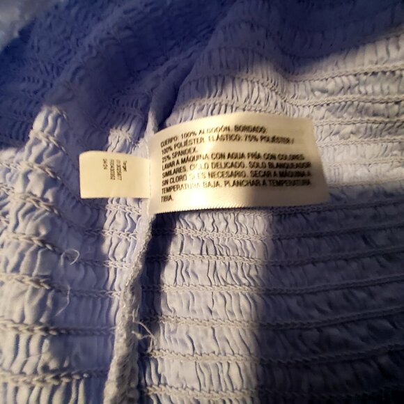 Universal Thread Light Blue Smocked Tank Top With Eyelet Ruffle Sleeves Size XL - Picture 5 of 9